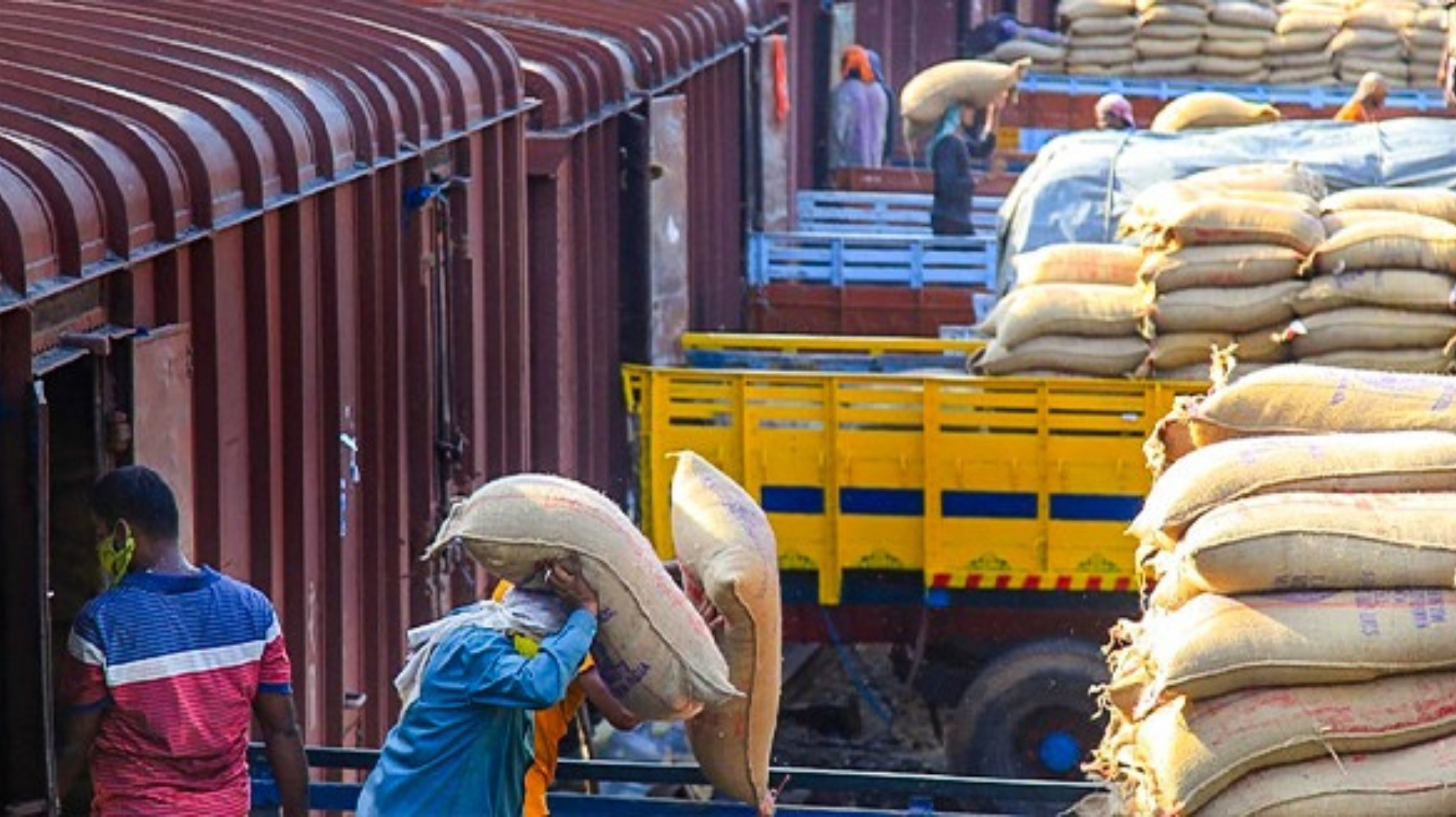 Parcel van loaded on Indian Railways platform