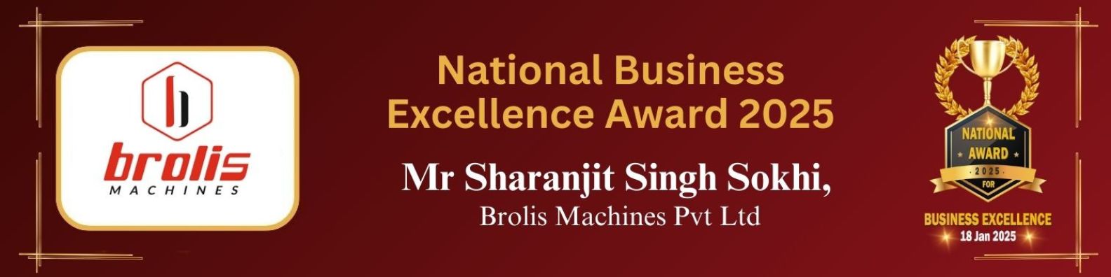 Mr. Sharanjit Singh Sokhi, Founder of Brolis Machines Pvt. Ltd. at National Business Excellence Awards 2025