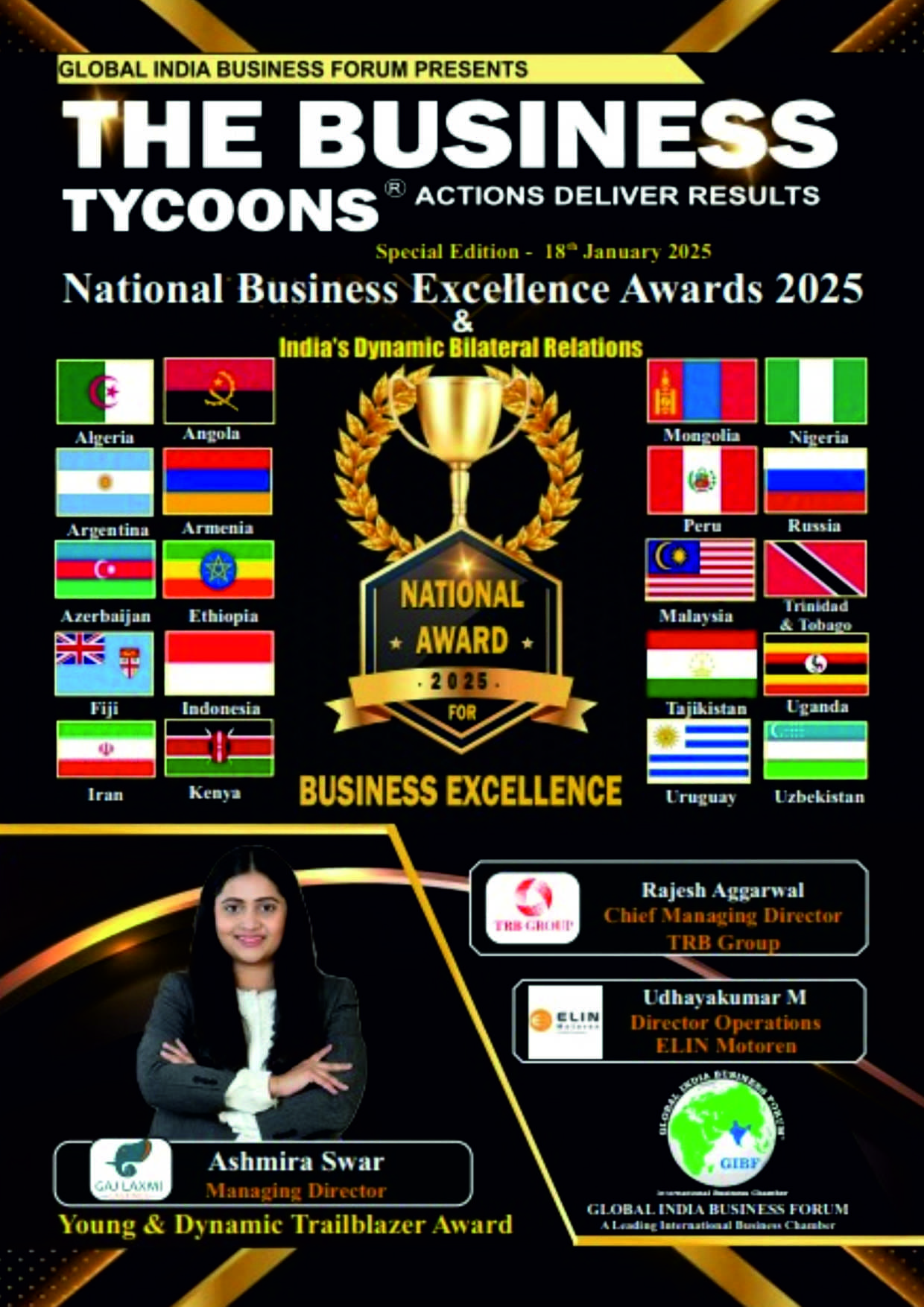 National Award for Business Excellence 2025 in New Delhi by GIBF honoring business leaders and entrepreneurs driving growth