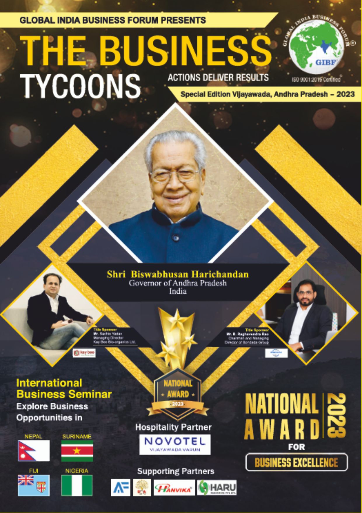 The Business Tycoons 2023 Business Seminar edition magazine showcasing international business leaders, global trade discussio