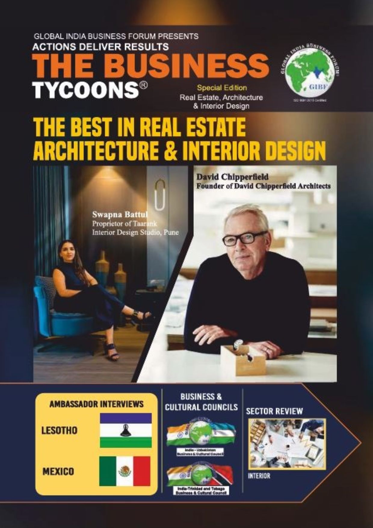 The Business Tycoons 2023 Interiors edition magazine showcasing leading interior designers, creative design solutions, and tr