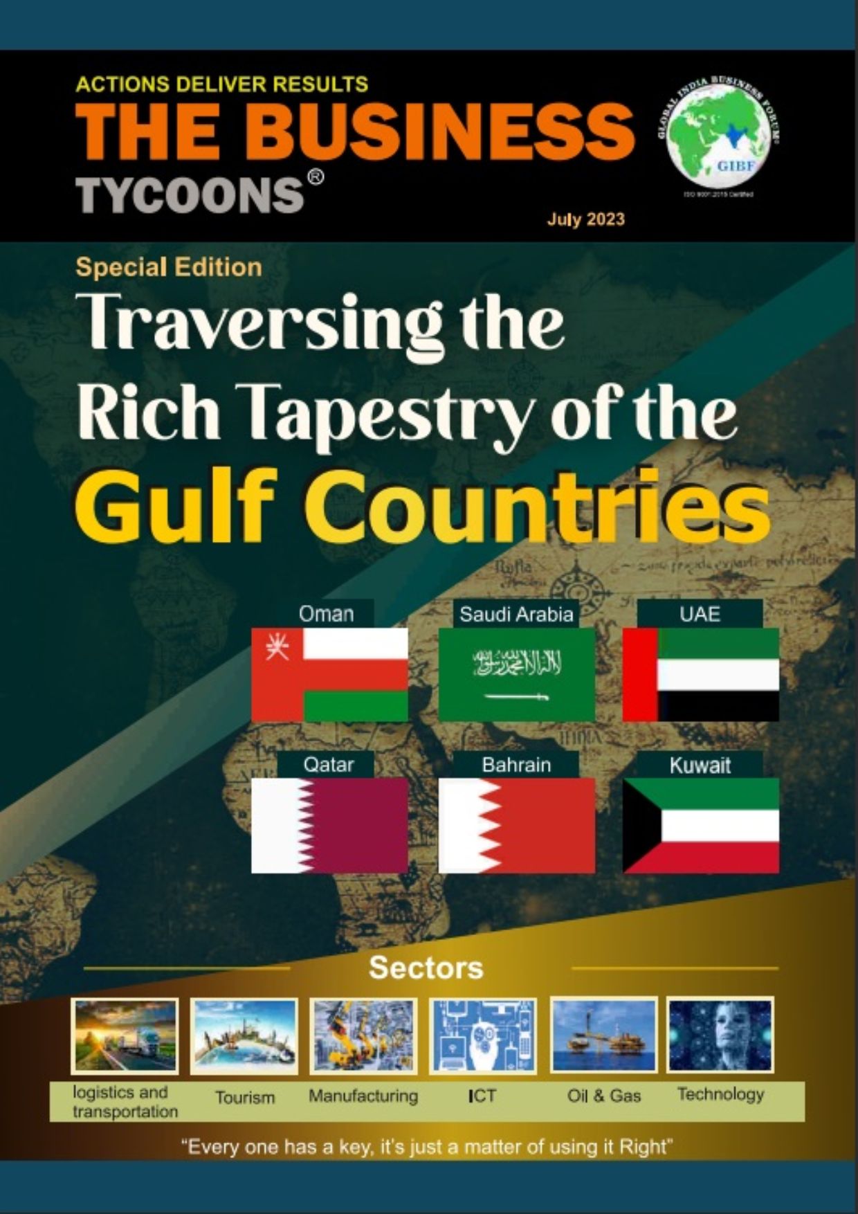 The Business Tycoons 2023 Gulf Countries edition magazine highlighting business leaders, emerging markets, investment trends,